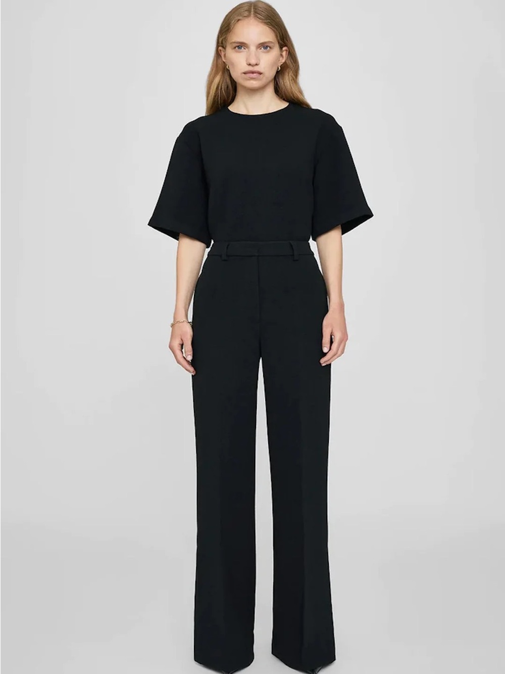 Anine Bing Lyra Women’s Wide-Leg Tailored Pants Trousers Heavyweight Designer